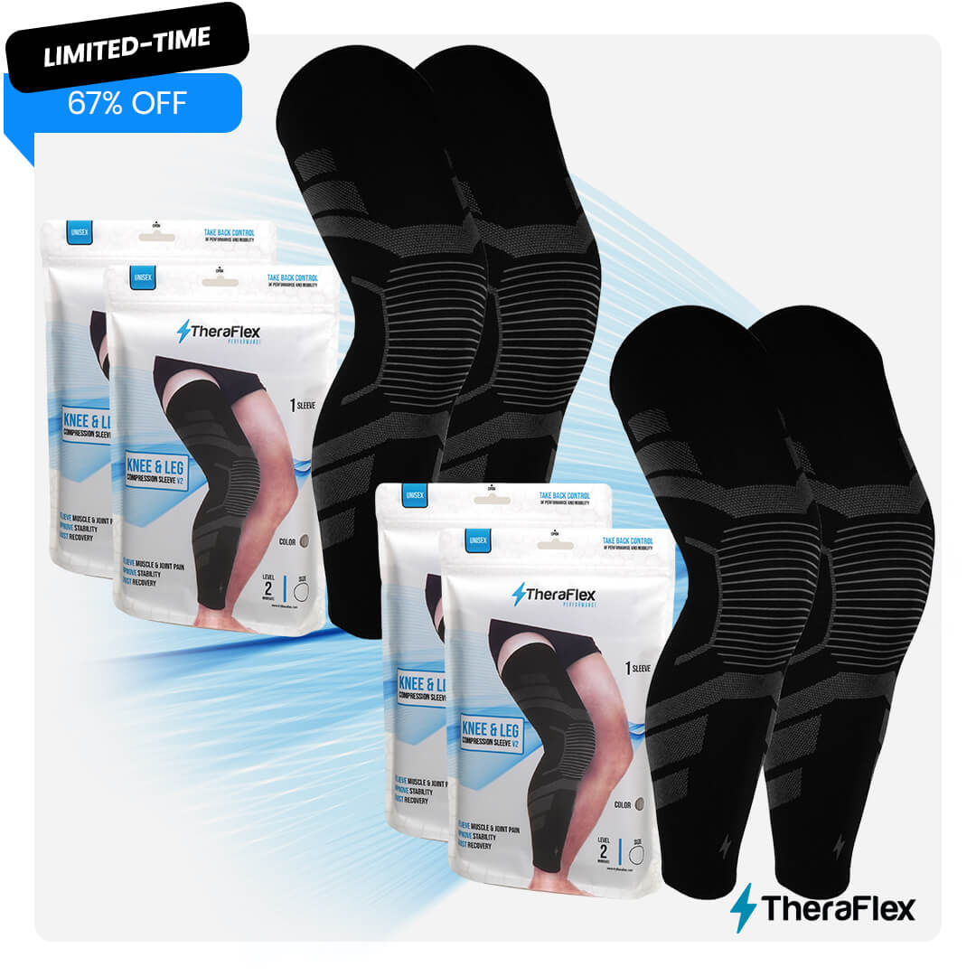 TheraFlex™ - V2 Performance Knee & Leg Compression Sleeve - 2 Pair Bundle